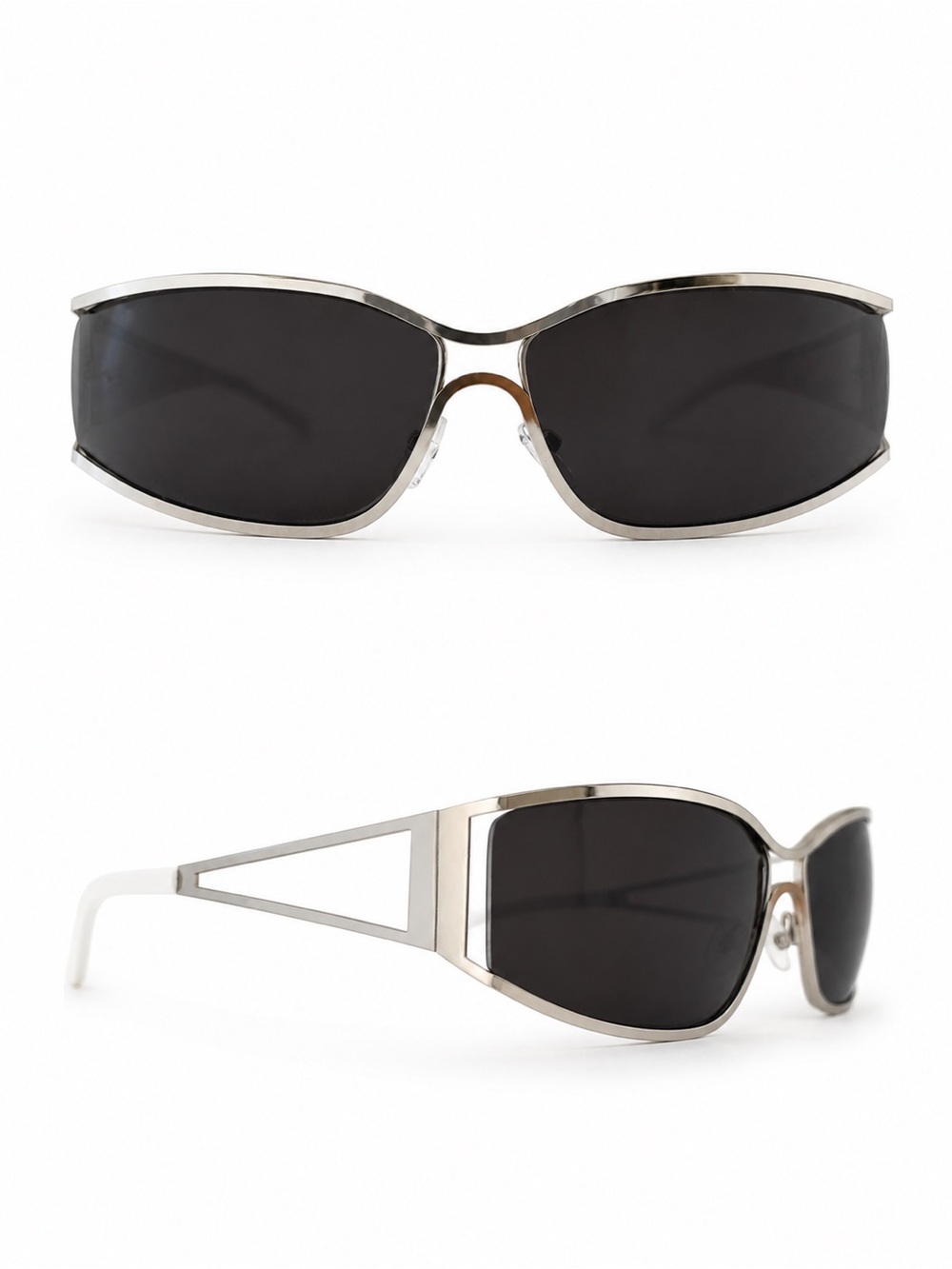 Women's Silver Metal Frame Sunglasses with Black Lenses retro vintage y2k
